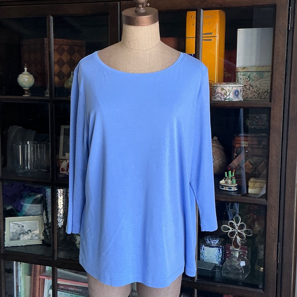 Talbots Cornflower Blue 3/4 sleeve, Pima Cotton, 2x